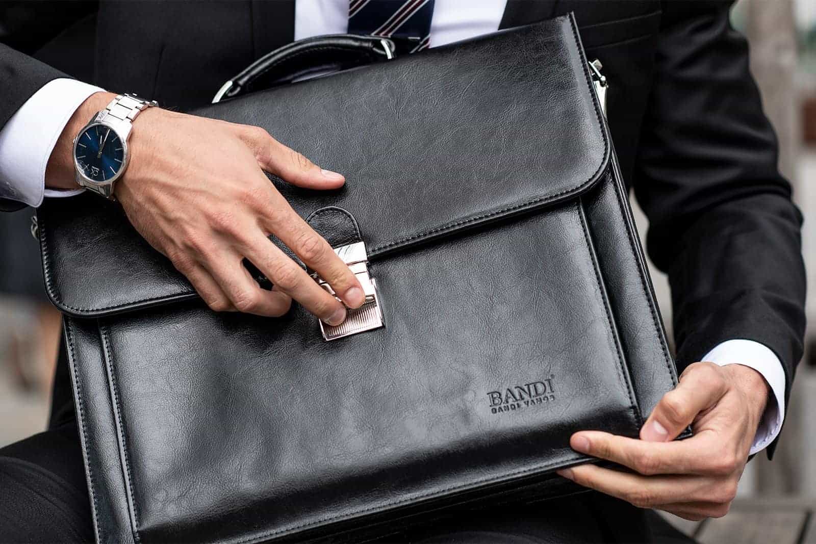 Pánská kožená aktovka BANDI, model BORGO Nero – náhledová fotografie