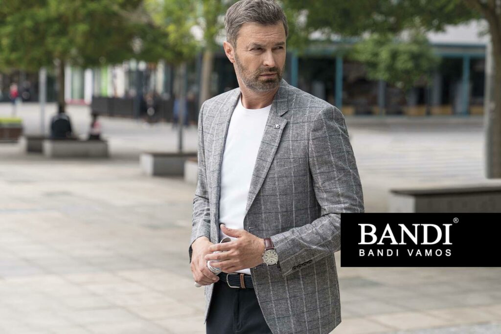 Pánské šedé kárované sako BANDI Antello