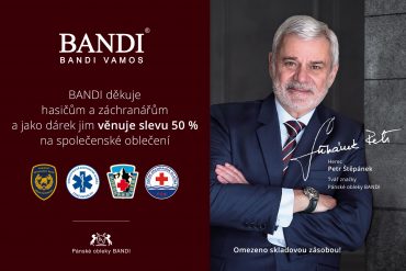 Majitel módní značky Pánské obleky BANDI děkuje a naděluje před Vánocemi záchranářům, policistům, hasičům, dobrovolným hasičům a dalším členům IZS slevu 50 %