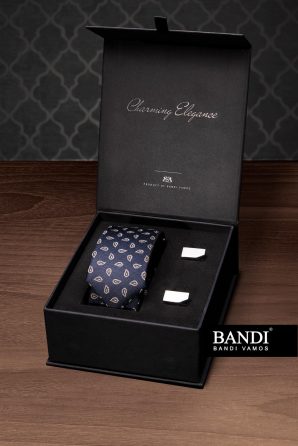 Pánský set hedvábné kravaty s manžetovými knoflíčky BANDI Bastre v luxusním dárkovém balení