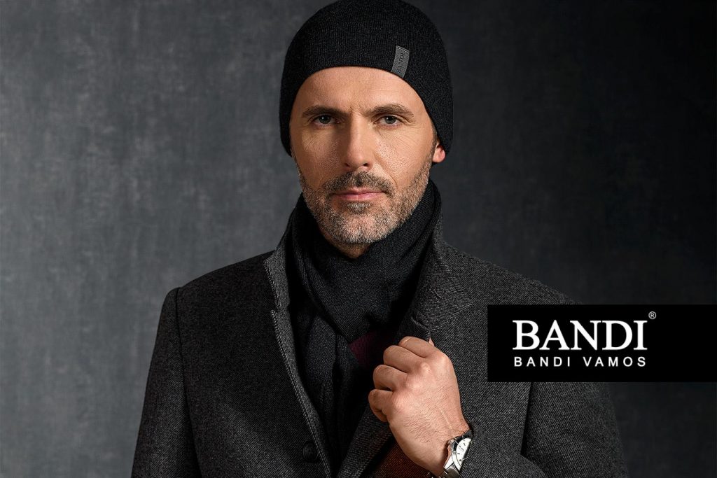 Zimní merino set  čepice a šály pro muže BANDI Tizanno v černé barvě