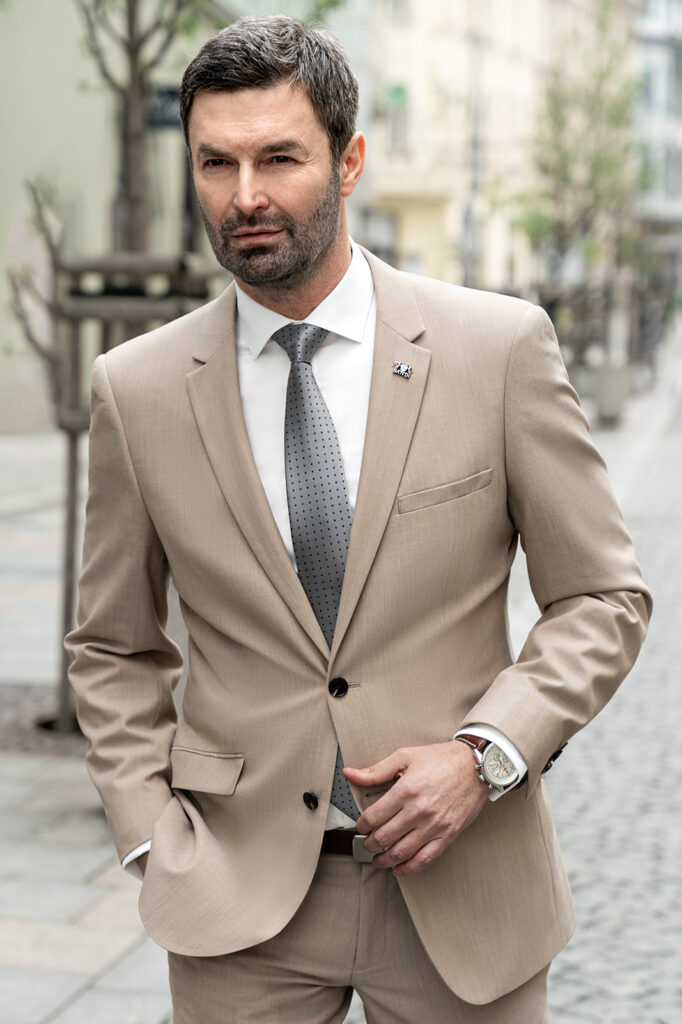 Světle pískový oblek BANDI Laurenti, Slim Fit