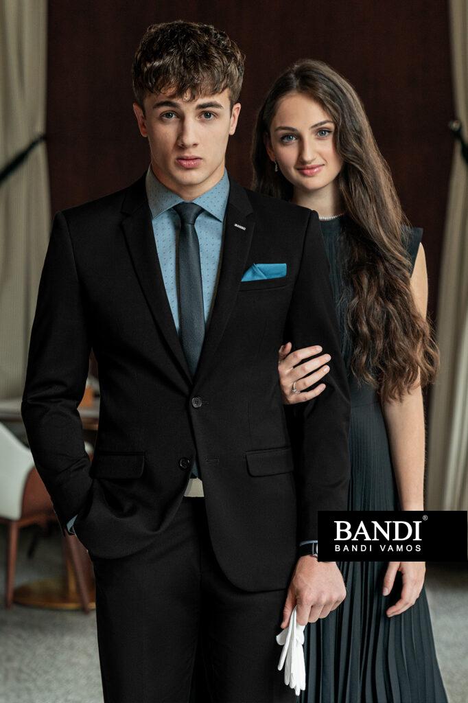 Pánský oblek BANDI Ricardo v kombinaci s košilí Ermino Petrol, kravatou Casio 09 a kapesníčkem Galla 16