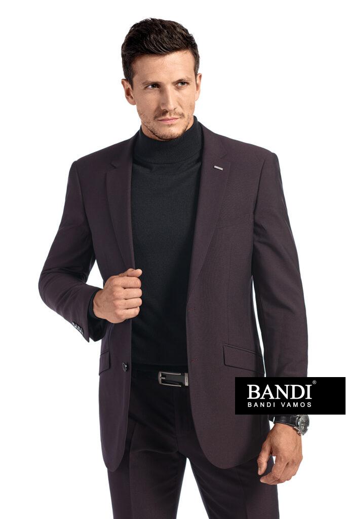 Elegantní volnočasová kombinace pánského obleku BANDI Artemio Marsala se stylovým rolákem BANDI